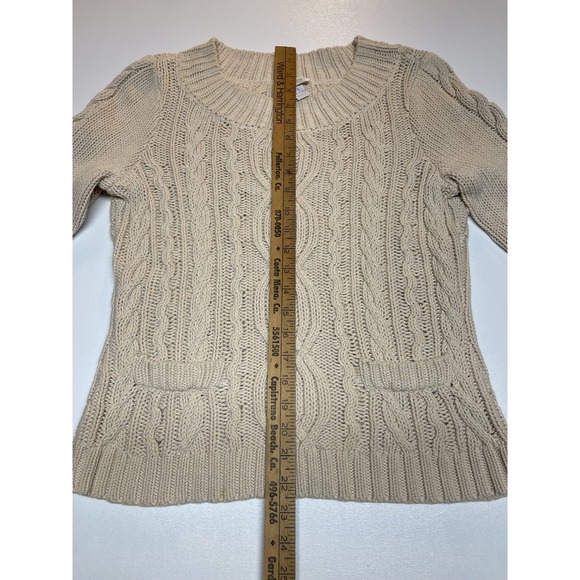 Chico's Women's Knit Crochet‎ Pullover Sweater Beige Size 1 Medium - Picture 4 of 7